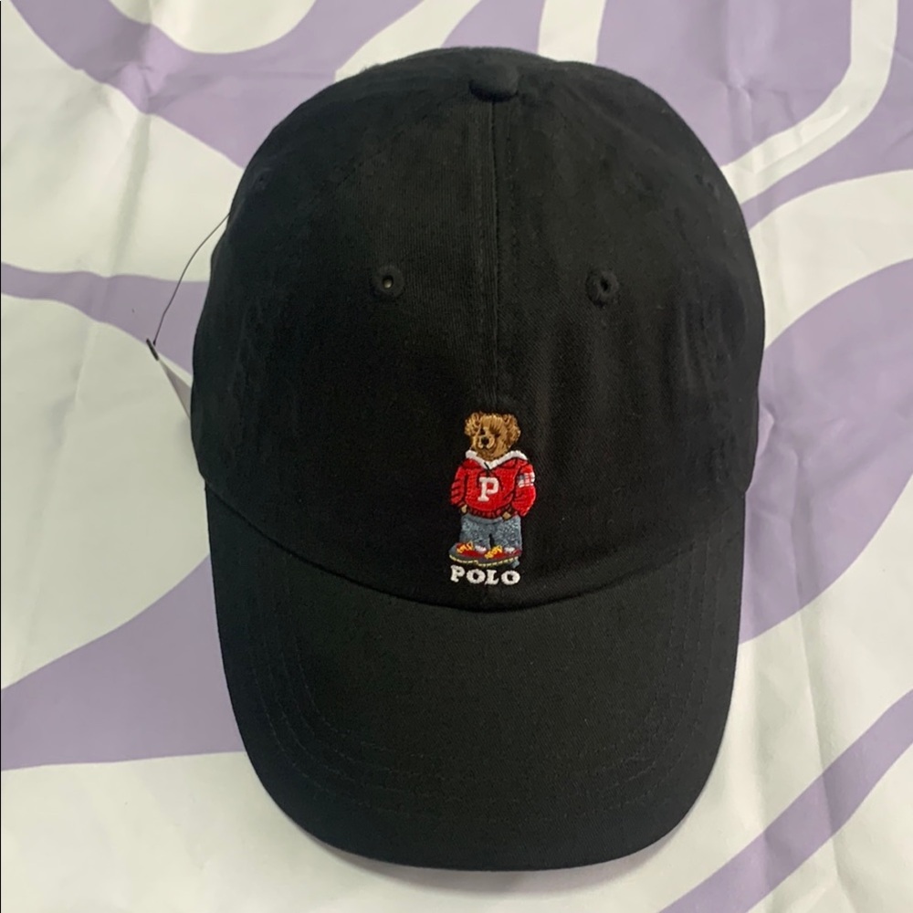 Polo by Ralph Lauren Black Baseball Cap with Bear Logo